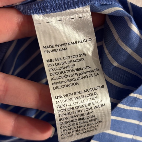 Chico’s Poplin Tiered Stripe Shirt Dress Sailboats Size 3 (US 16) Embroidered - Picture 12 of 12